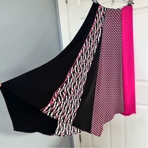 DIANE VON FURSTENBERG, Jeffrey Asymmetric Printed Crepe Midi Skirt, panels. XS